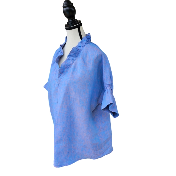 Finley Crosby Opal Linen Top with Ruffled Neckline Size XS - Picture 2 of 8